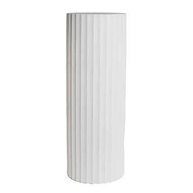 Fibreglass Pedestals - Fibreglass Fluted Round Plinth Limestone White (32x90cmH)