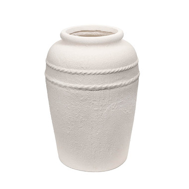 Fibreglass Urns - Fibreglass Roman Planter Limestone White (46x65cmH)
