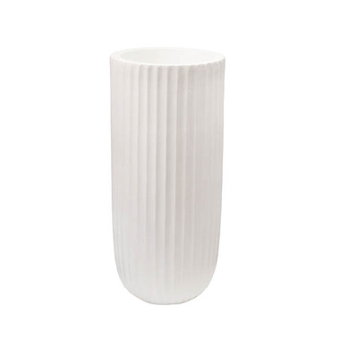 Gift U&P - Fibreglass Urns - Fibreglass Fluted Cylinder Planter Matte White (40x90cmH)
