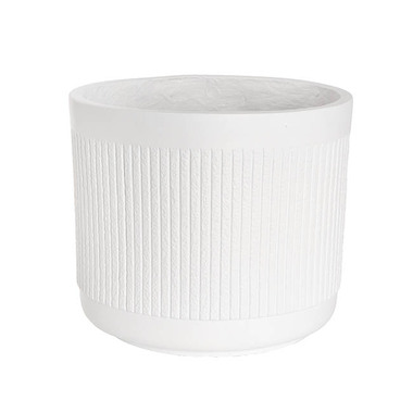 Gift U&P - Fibreglass Urns - Fibreglass Ribbed Planter Matte White (34x29cmH)