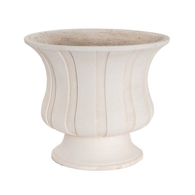 Fibreglass Urns - Roman Cement Urn Pot Limestone Ivory White (37.5x33cmH)