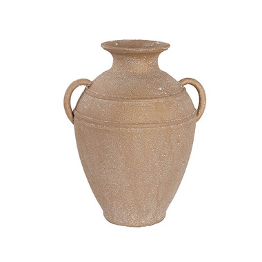 Gift U&P - Fibreglass Urns - Vintage Roman Resin Vase Rustic Brown (26x23x35cmH)