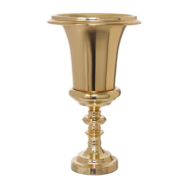 Wedding Centrepieces - Metal Urn Trumpet Vase Gold (26x26x43cmH)