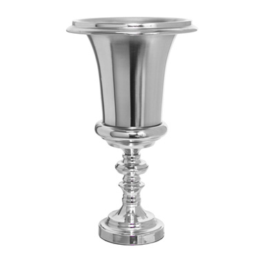  - Metal Urn Trumpet Vase Silver (26x26x43cmH)
