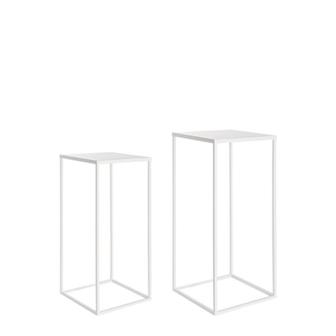  - Metal Centrepiece Table Stand Set 2 White (65cmH&50cmH)