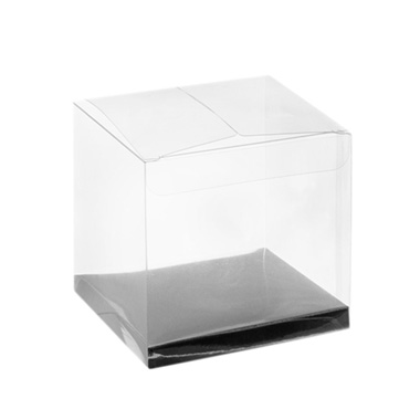 Patisserie & Cake Boxes - Cupcake Box Clear Base 30mic Silver (90x90x90mm) Pack 10