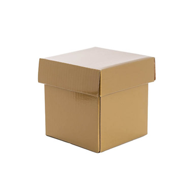 Patisserie & Cake Boxes - Cupcake Box with Lid and Insert Gold (10x10x10cmH)