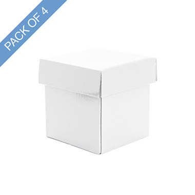 Cupcake Box with Lid and Insert White Pack 4 (10x10x10cmH)