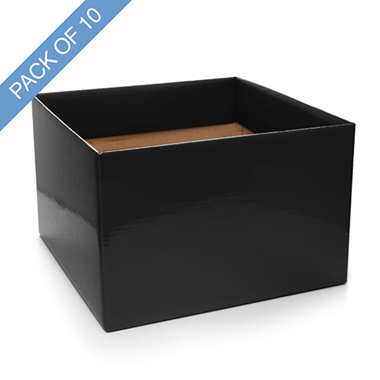 Posy Boxes - Large Posy Box with Flap Pack 10 Black (22x14cmH)