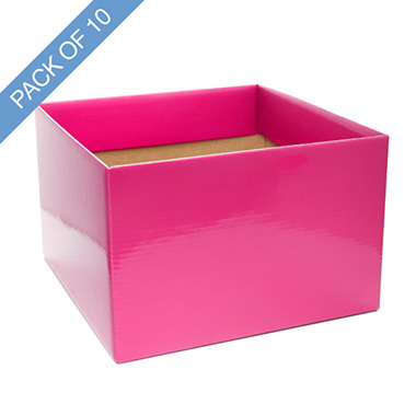 Large Posy Box with Flap Pack 10 Hot Pink (22x14cmH)