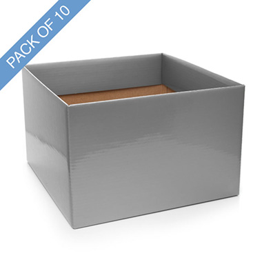 Posy Boxes - Large Posy Box with Flap Pack 10 Silver (22x14cmH)