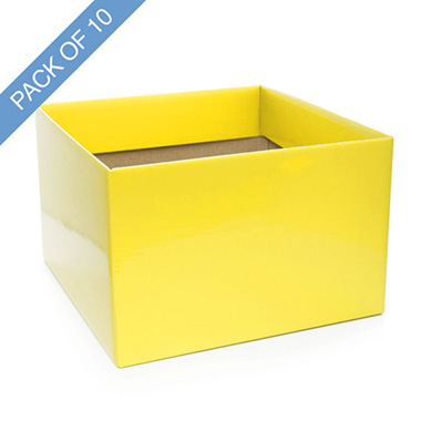 Posy Boxes - Large Posy Box with Flap Pack 10 Yellow (22x14cmH)