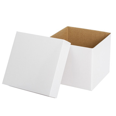 Gift Box with Lid Mini Flat Pack Gloss White (13x12cmH)