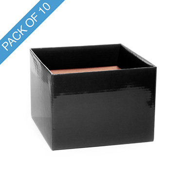 Posy Boxes - Medium No.6 Posy Box with Flap Pack 10 Black (16x12cmH)