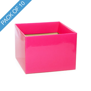 Posy Boxes - Medium No.6 Posy Box with Flap Pack 10 Hot Pink (16x12cmH)