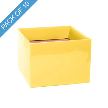 Posy Boxes - Medium No.6 Posy Box with Flap Pack 10 Yellow (16x12cmH)