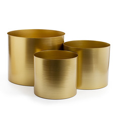 Brass Finish Pot Planters - Metal Pot Set 3 Brass Gold (30x24cmH)