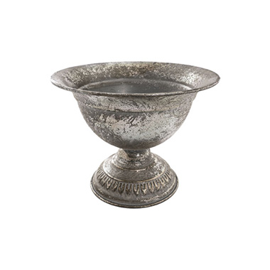 Metal Urns - Metal Floral Wide Urn Pewter Silver (20x15.5cmH)