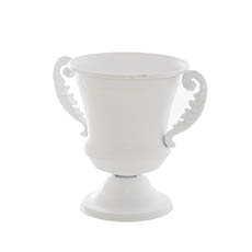 Metal Flute Vase with Handles White (15x20cmH)