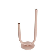 C Tinware - Metal Vase - U Shape Metal Tube Vase Soft Pink (10cmDx28cmH)