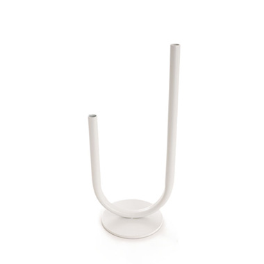 Metal Vase - U Shape Metal Tube Vase White (10cmDx28cmH)