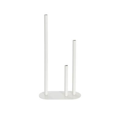 Metal Vase - Metal Vase 3 Tubes White (21x10x40cmH)