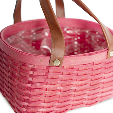 Nordic Stripe Woven Basket Planter Dusty Pink (23x19x11.5cmH