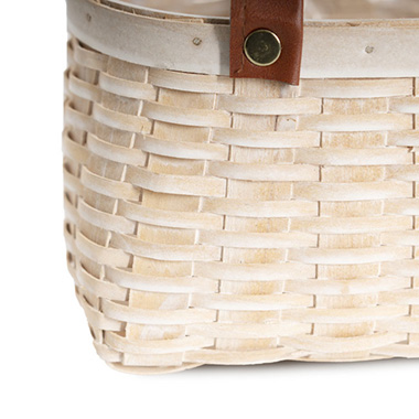 Nordic Stripe Woven Basket Planter White Wash (21x16x10cmH)