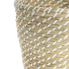 Palau Seagrass Woven Planter Cylinder White (31Dx25cmH)