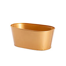 Tin Metal Deco Planters - Madison Tin Bucket Oval Gold (26.5x14x11.5cmH)