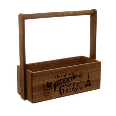 Wooden Planters Pot Covers - Wooden Carry Tote Fresh Produce Brown (27x11.5x10.5cmH-28)