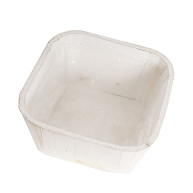 White Wash Touch Wooden Square Planter (22x22x10cmH)