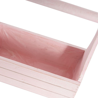 Wooden Carry Tote Planter Pink (25x11.5x10.5cmH)