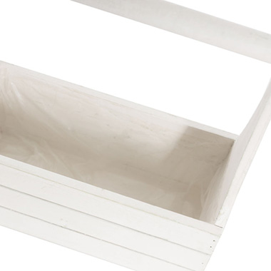 Wooden Carry Tote Planter White (25x11.5x10.5cmH)