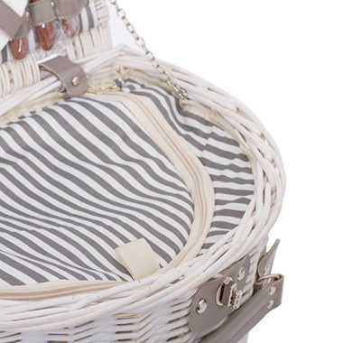 Premium Picnic Basket for 2 Person White (40x30x19cmH)