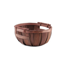 Hamper Tray & Gift Basket - Woven Barrel Hamper Bowl Dark Brown (D28x12cmH)