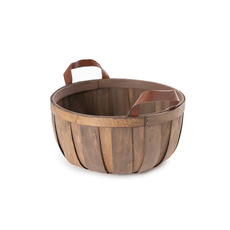 Hamper Tray & Gift Basket - Woven Barrel Bowl Dark Brown (28x13.5cmH)