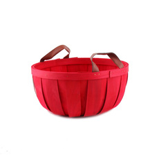 Hamper Tray & Gift Basket - Woven Barrel Bowl Red (28x13.5cmH)