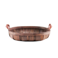 Hamper Tray & Gift Basket - Woven Barrel Oval Tray Dark Brown (39x30x8cmH)