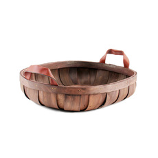 Woven Barrel Oval Tray Dark Brown (39x30x8cmH)