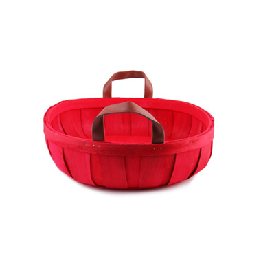 Woven Barrel Oval Tray Red(39x30x8cmH)