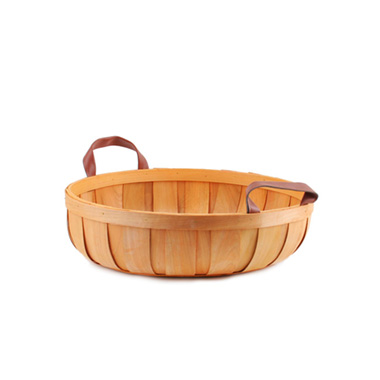 Hamper Tray & Gift Basket - Woven Barrel Round Tray Natural (36x9cmH)