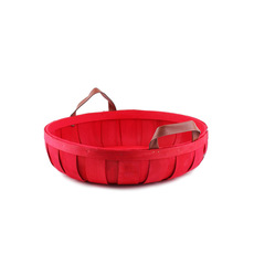 Woven Barrel Round Tray Red (36x9cmH)