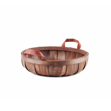 Woven Barrel Round Tray Dark Brown (31.5x8cmH)