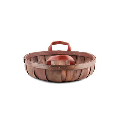 Woven Barrel Round Tray Dark Brown (31.5x8cmH)