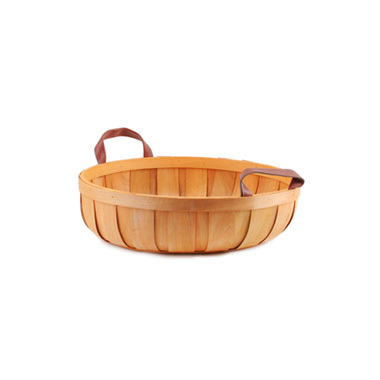 Hamper Tray & Gift Basket - Woven Barrel Round Tray Natural (31.5x8cmH)