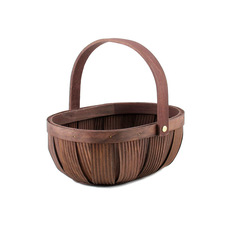 Hamper Tray & Gift Basket - Woven Barrel Oval Basket Dark Brown (33x26x12cmH)