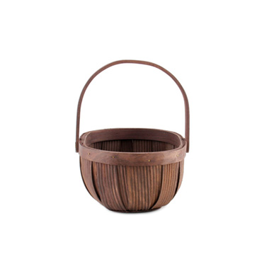 Woven Barrel Round Basket Dark Brown (23x18x10cmH)