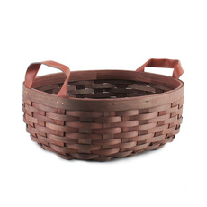 Hamper Tray & Gift Basket - Nordic Stripe Woven Oval Basket Dark Brown (34x29.5x12cmH)