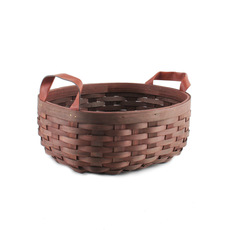 Hamper Tray & Gift Basket - Nordic Stripe Woven Oval Basket Dark Brown (29x25x11cmH)